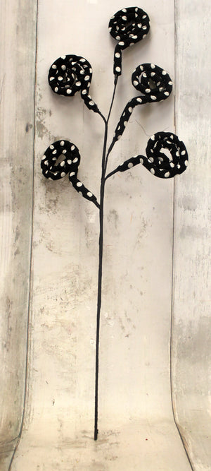 28" Black & White Polka Dot Swirl Floral Spray-Easter Floral-Ellis Home & Garden