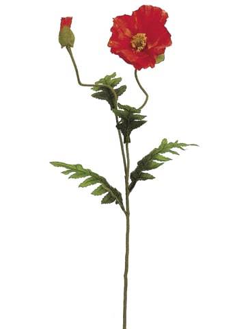 28" Orange Poppy Spray Floral Stem