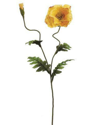 28" Yellow Poppy Spray Floral Stem-Floral Stems-Ellis Home & Garden
