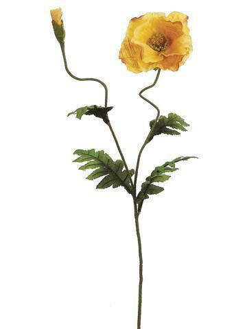 28" Yellow Poppy Spray Floral Stem