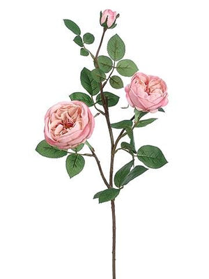 29" Soft Pink Cabbage Rose Floral Spray-Floral Stems-Ellis Home & Garden