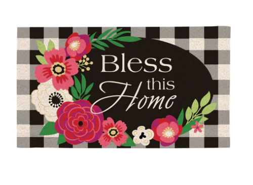 Plaid Bless This Home Coir Mat