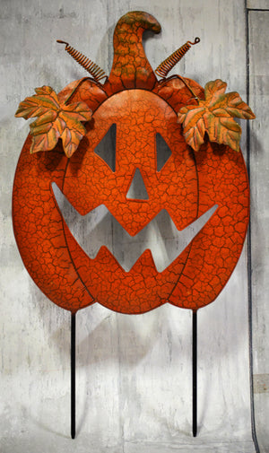 15" Metal Jack O Lantern Pumpkin Yard Decor