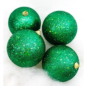 Chunky Emerald Glitter Boxed Christmas Ornaments-Christmas Ornaments-Ellis Home & Garden