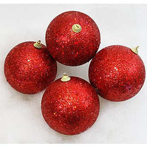 Chunky Red Glitter Boxed Christmas Ornaments-Christmas Ornaments-Ellis Home & Garden