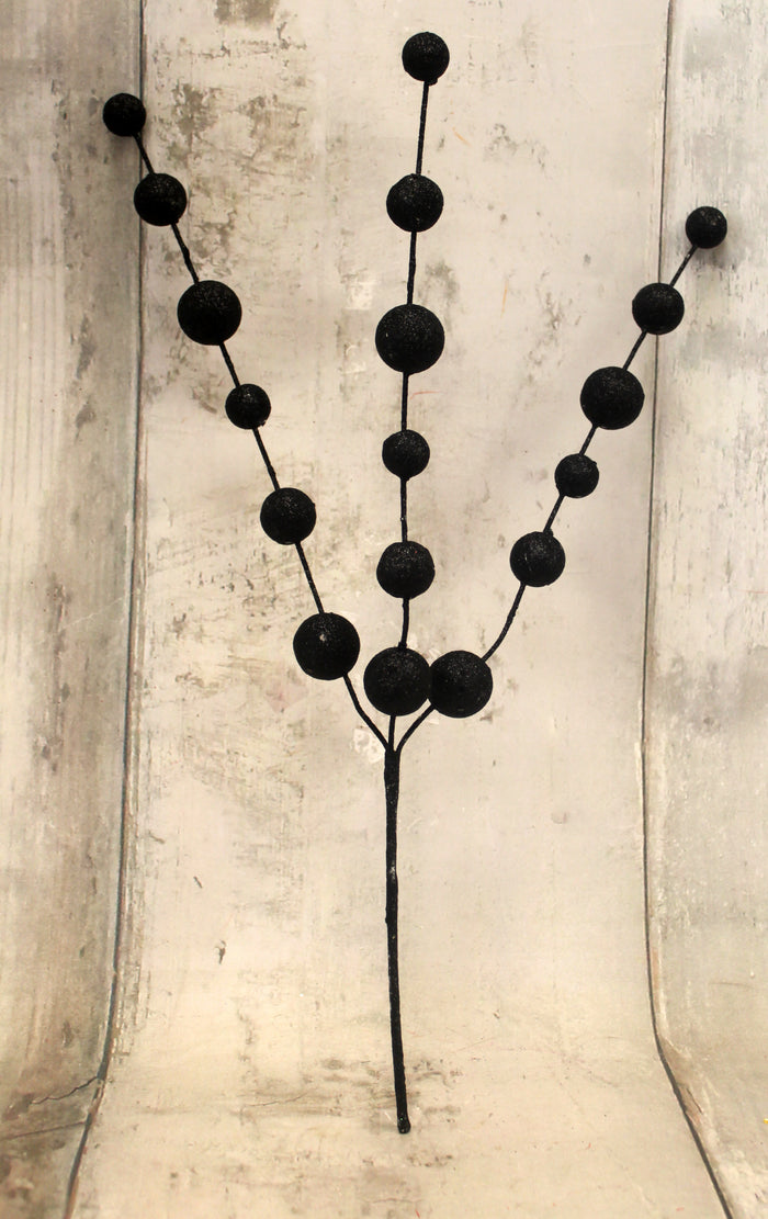 20" Black Glitter Ball Spray