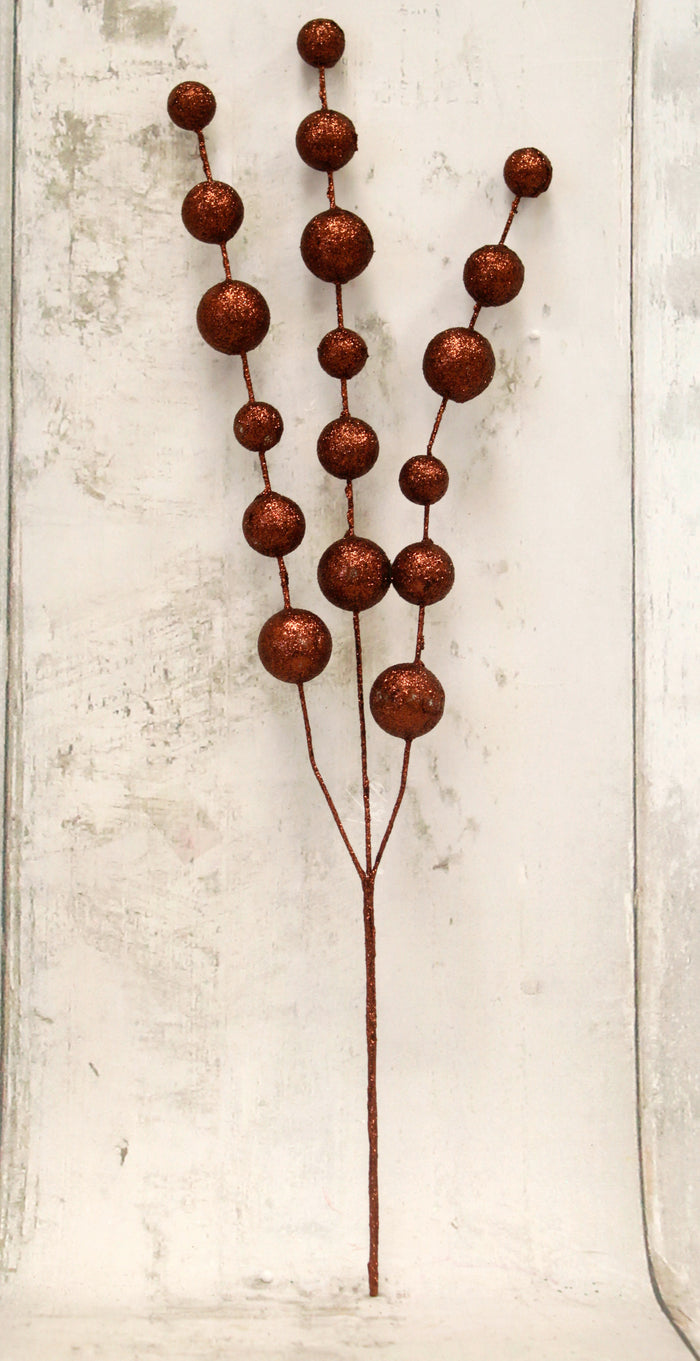20" Chocolate Brown Christmas Glitter Ball Spray