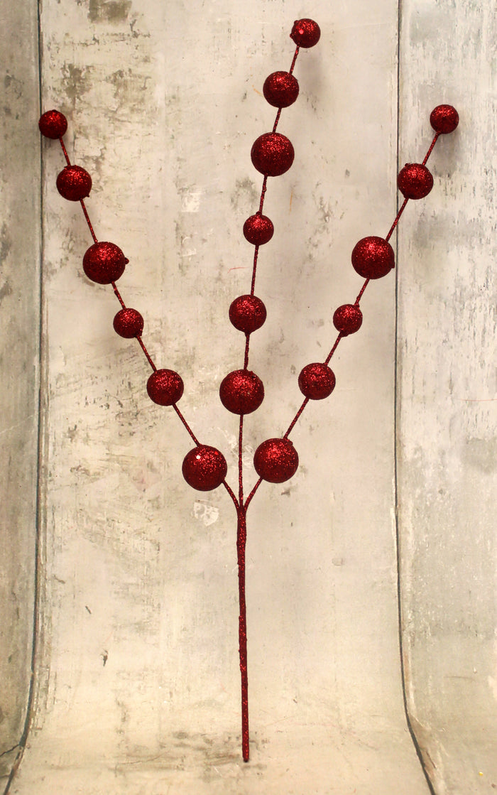 20" Red Glitter Ball Spray