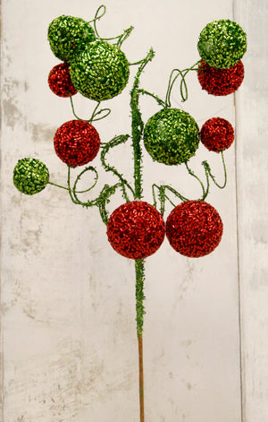 Red & Lime Green Glitter Ball Spray