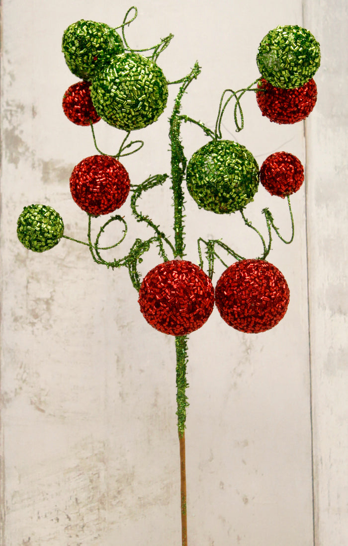 Red & Lime Green Glitter Ball Spray