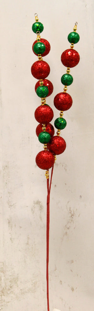 Red & Emerald Green Christmas Glitter Ball Spray