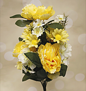 20" Yellow & White Peony and Hydrangea Mixed Spring Floral Bush-Spring Bushes-Ellis Home & Garden