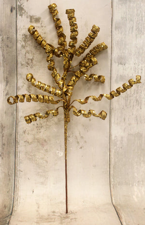 21" Gold Curly Floral Spray-Christmas Floral-Ellis Home & Garden