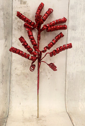 21" Red Curly Floral Spray-Christmas Floral-Ellis Home & Garden