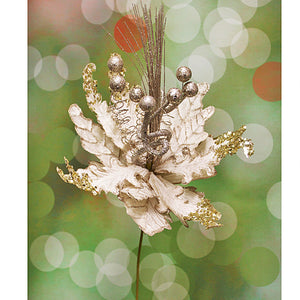 Ivory & Champagne Poinsettia Christmas Floral Spray