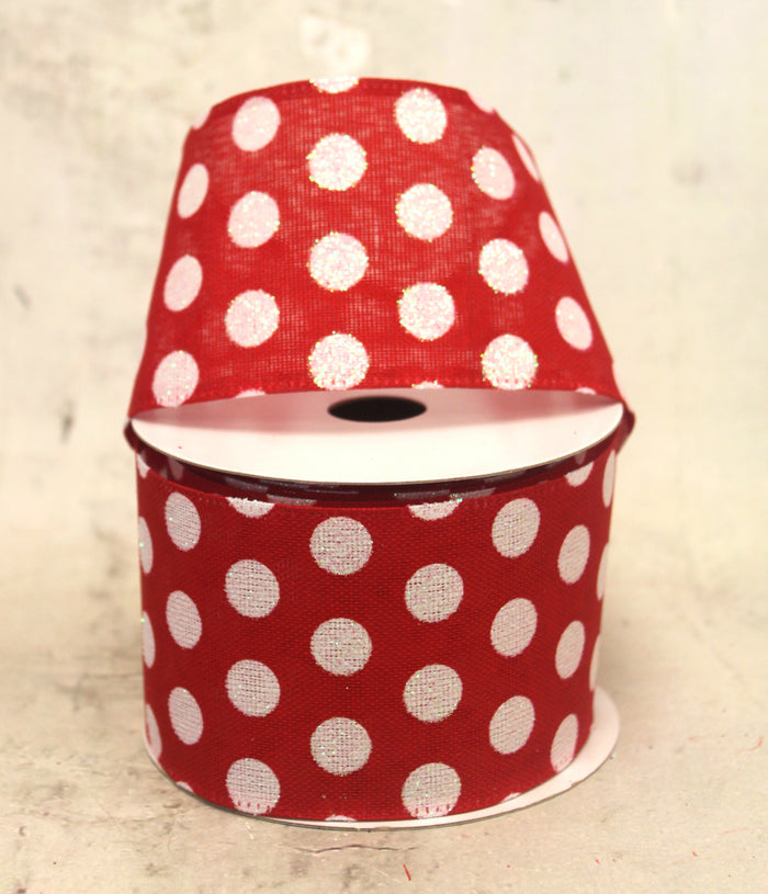 2.5" Red & White Polka Dots Christmas Ribbon