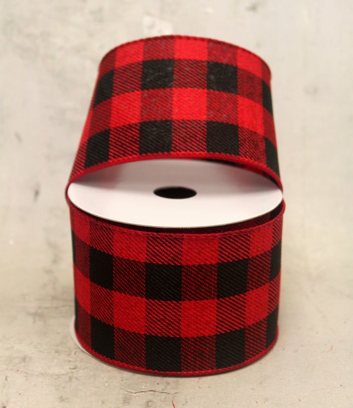 2.5" Red & Black Buffalo Plaid Christmas Ribbon