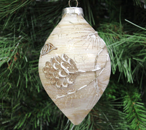 Decorative Bark Glass Christmas Ornament - 2 styles