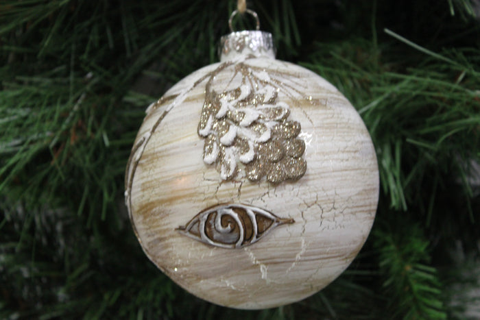 Decorative Bark Glass Christmas Ornament - 2 styles