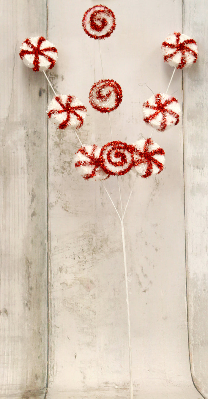 27.5" Red & White Peppermint Christmas Floral Spray