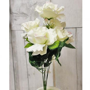 19" Artificial Open Rose Bush - Cream-Everyday Floral Bushes-Ellis Home & Garden