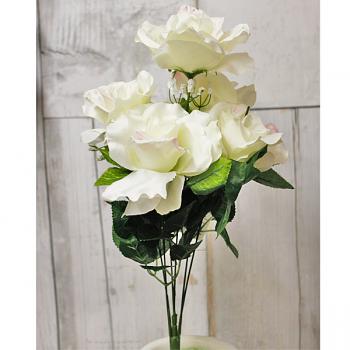 19" Artificial Open Rose Bush - Cream