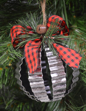 3.5" Tin Hollow Ball Rustic Christmas Ornament - 2 styles