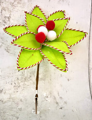 8" Lime Green Poinsettia Pick