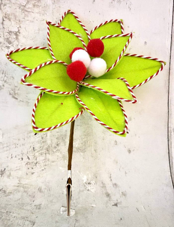 8" Lime Green Poinsettia Pick