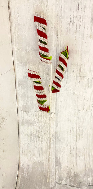 21" Red & Lime Green Curly Spray