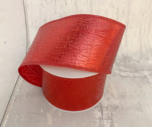 2.5" Metallic Crinkle Red Ribbon