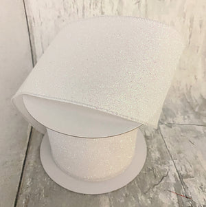 2.5" White Iridescent Glitter Ribbon
