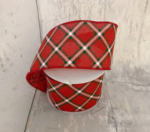 2.5" Red & Green Diamond Ribbon