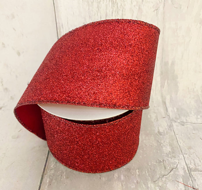 2.5" Red Glitter Ribbon