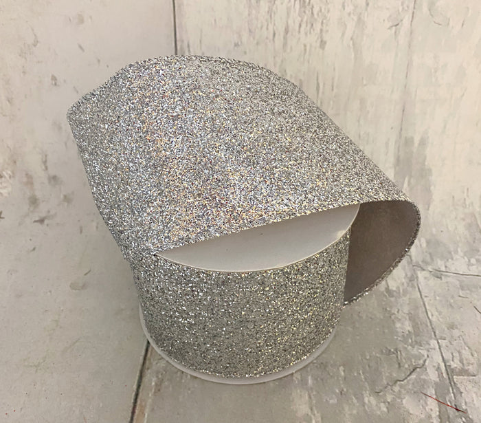 2.5" Silver Glitter Ribbon