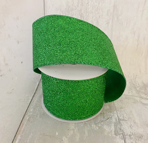 2.5" Emerald Green Glitter Ribbon