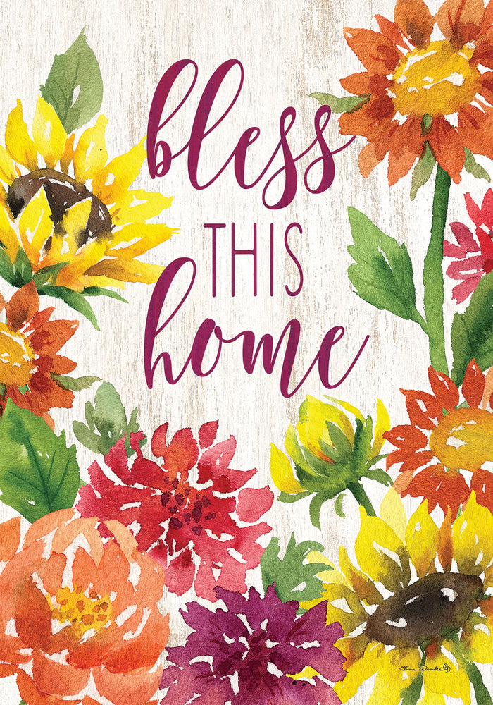 Floral Bless This Home Garden Flag