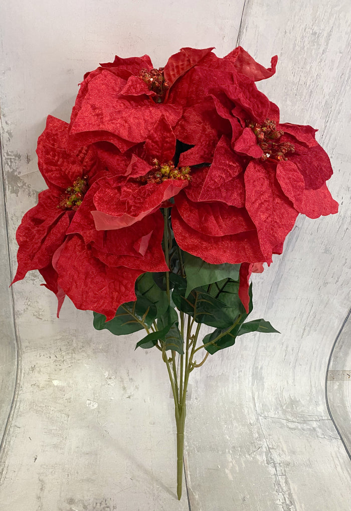 Red Velvet Poinsettia Floral Bush