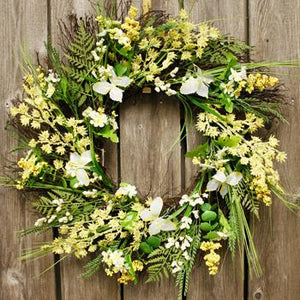 24" Yellow Butterfly & Grass Spring Grapevine Wreath