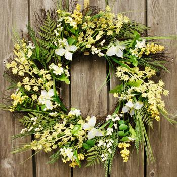 24" Yellow Butterfly & Grass Spring Grapevine Wreath