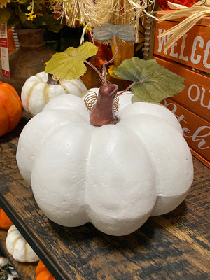 8.5" White Decorative Pumpkin
