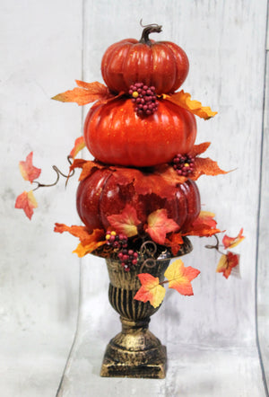 18" Pumpkin & Maple Leaf Topiary