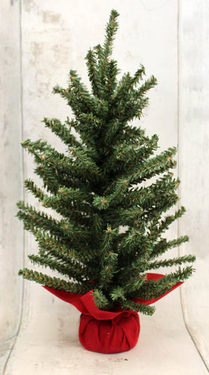 17" Christmas Tree with Red Velvet Base-Christmas Decor-Ellis Home & Garden