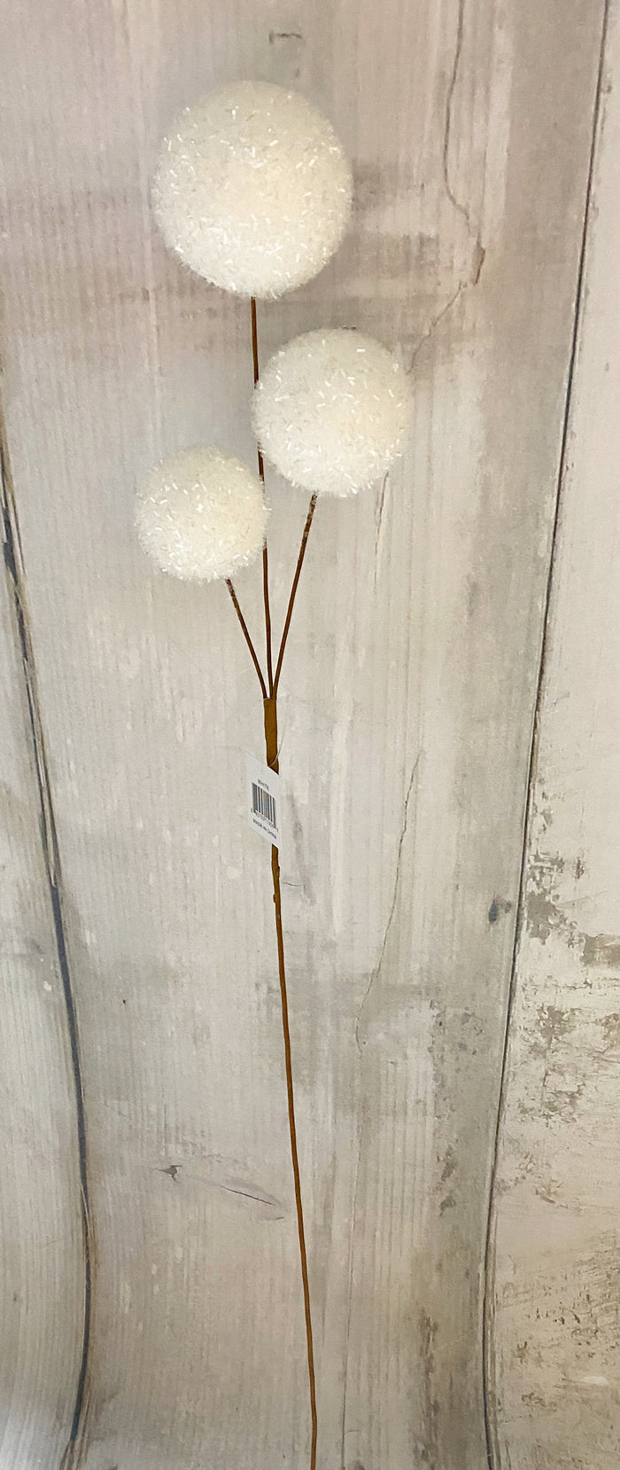 28" White Tinsel Ball Spray