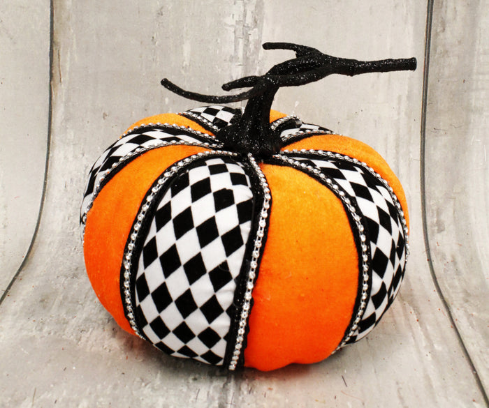 7" Orange & Harlequin Velvet Pumpkin