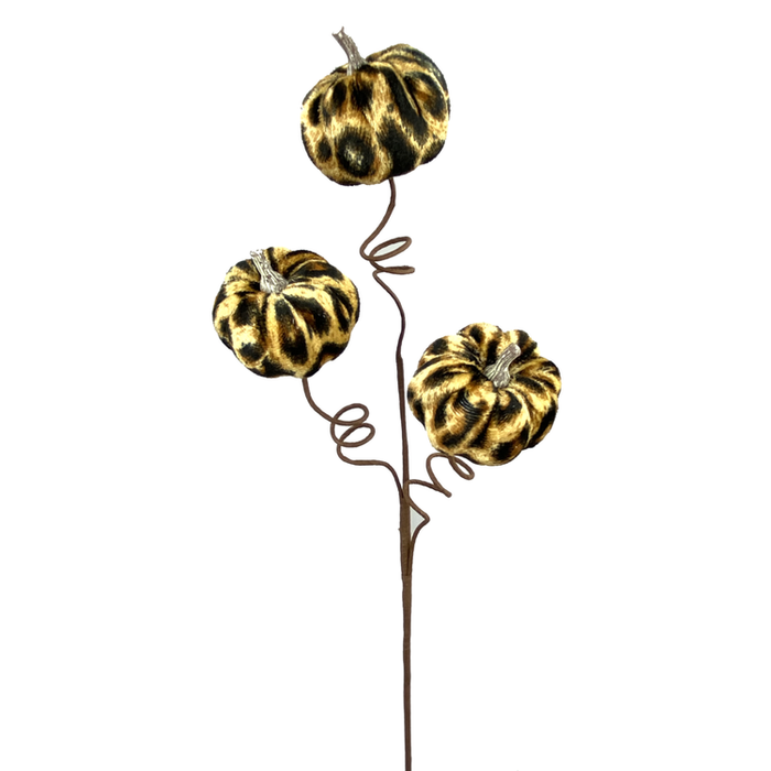 26" Cheetah Fabric Pumpkin Floral Spray