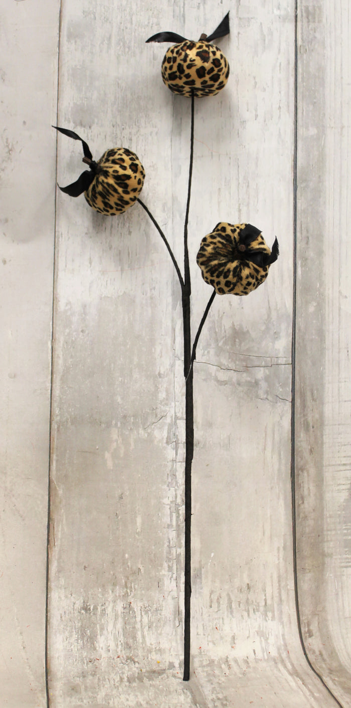 26" Cheetah Fabric Pumpkin Floral Spray