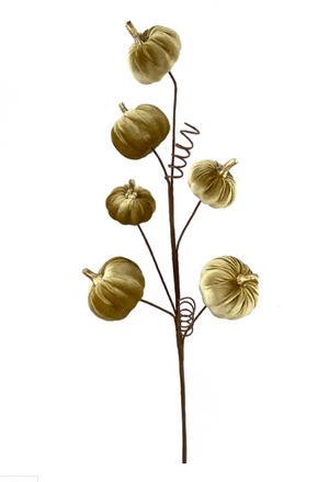 28" Light Brown Velvet Pumpkins Floral Spray