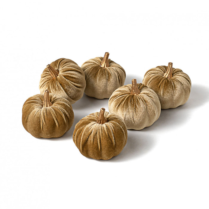 3" Mini Brown Velvet Pumpkins