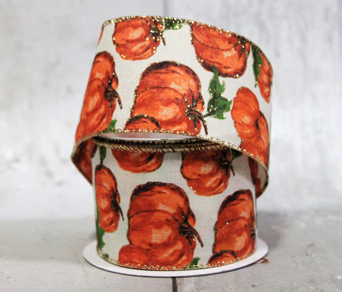 2.5" Glitter Fall Pumpkins Ribbon